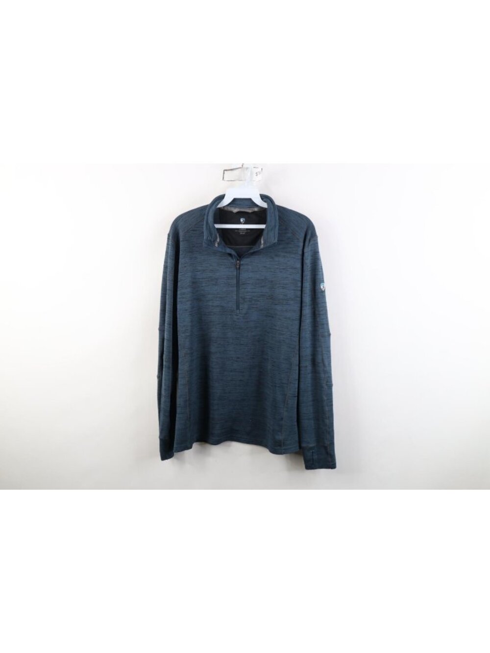 Kuhl Mountain Mens Large Alloy Knit Half Zip Pullover Sweater Heather Blue